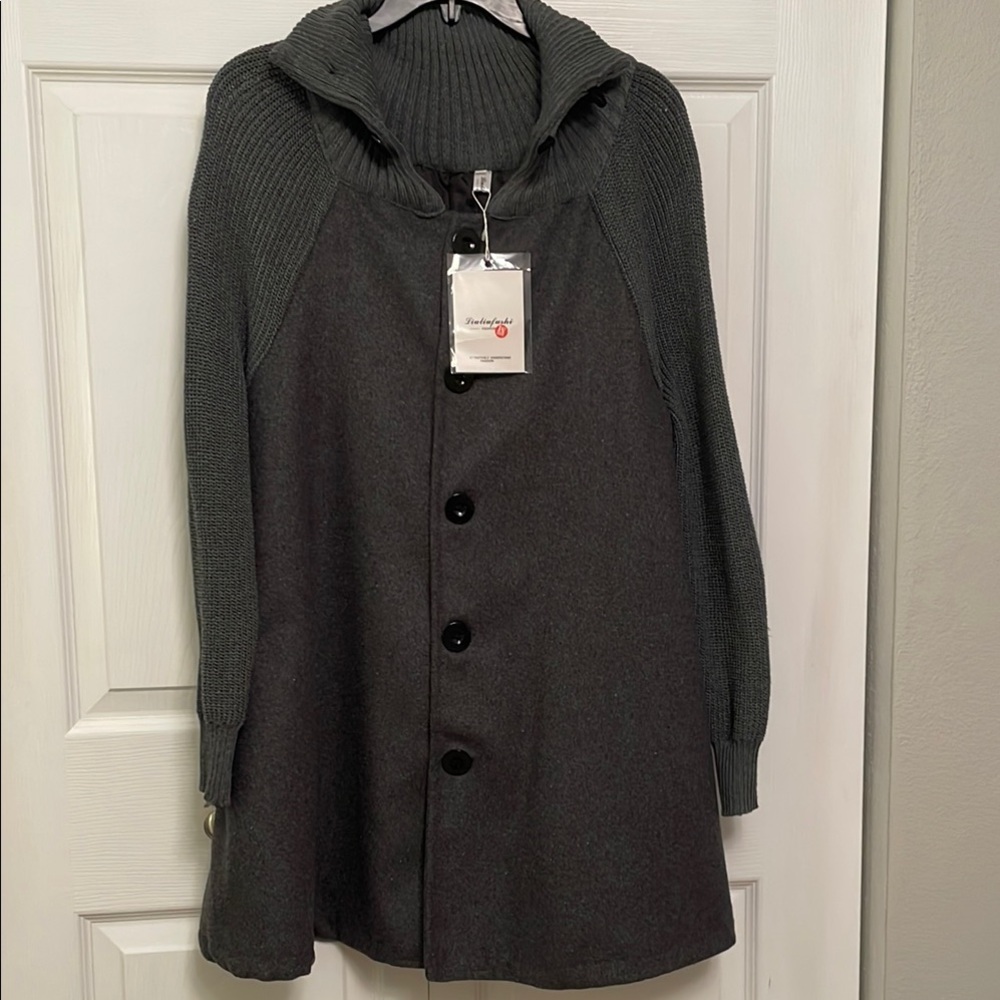NWT Liuliufushi Fashion Medium Lined Sweater & Wool Blend Like Coat